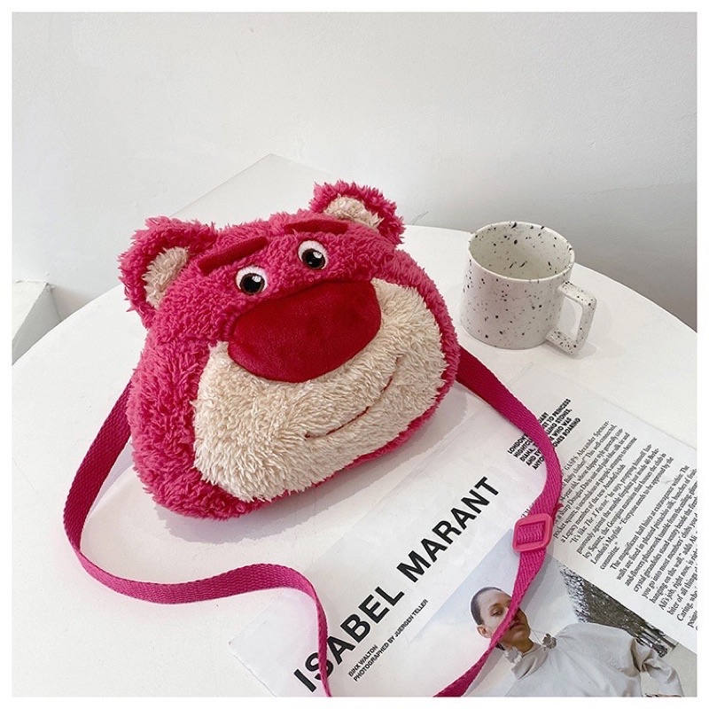 Túi Đeo Chéo Hình Chú Gấu Dâu Tây Lotso Disney Nhồi Bông Đáng Yêu