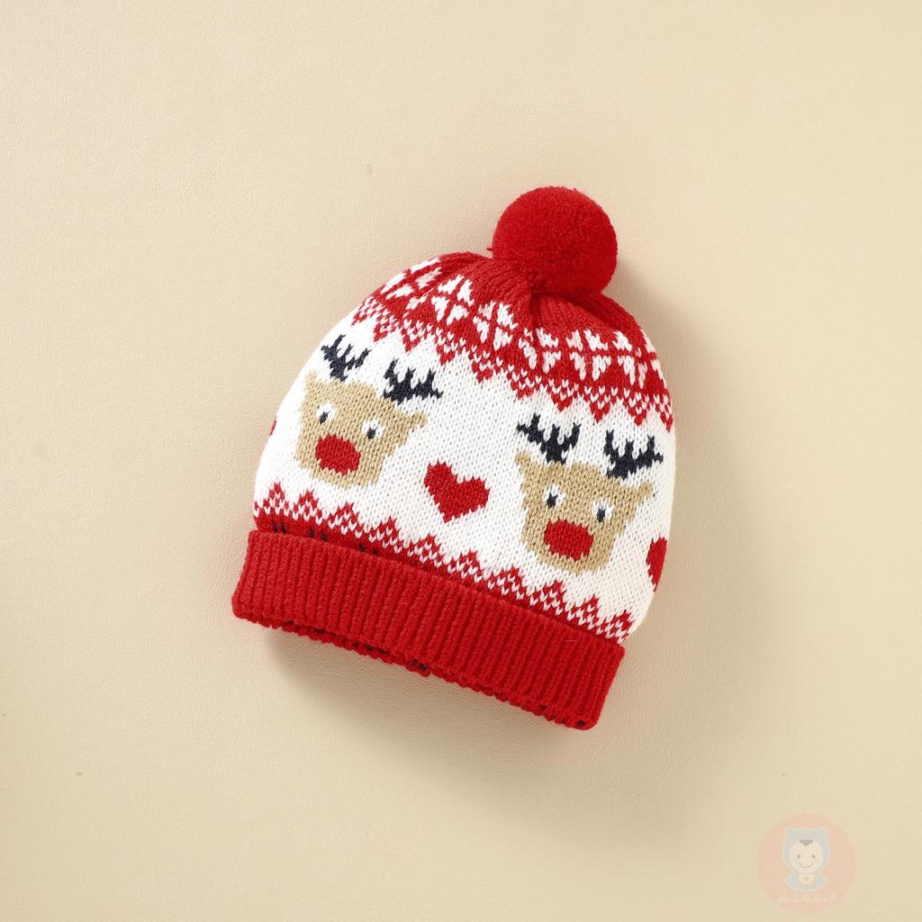 Bộ Áo Liền Quần Tay Dài Cổ Tròn In Họa Tiết Cây Thông Giáng Sinh + Mũ Dệt Kim Thời Trang Mùa Đông Cho Bé 0-18 Tháng Tuổi Laa