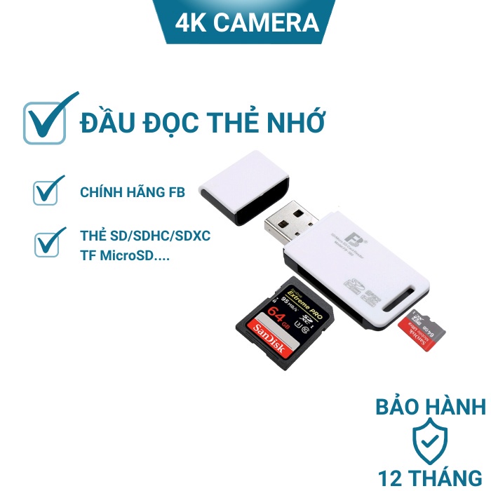 Đầu đọc thẻ nhớ SD Micro SD đa năng cho máy tính PC hỗ trợ mọi thẻ SDHC Micro SDHC - TuHaistore