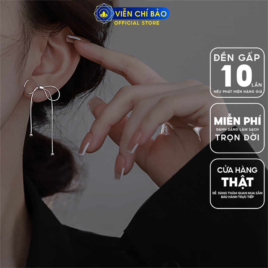 Bông tai bạc nữ Nơ Tiểu Thư chất liệu bạc 925 thời trang phụ kiện trang sức Viễn Chí Bảo B000100