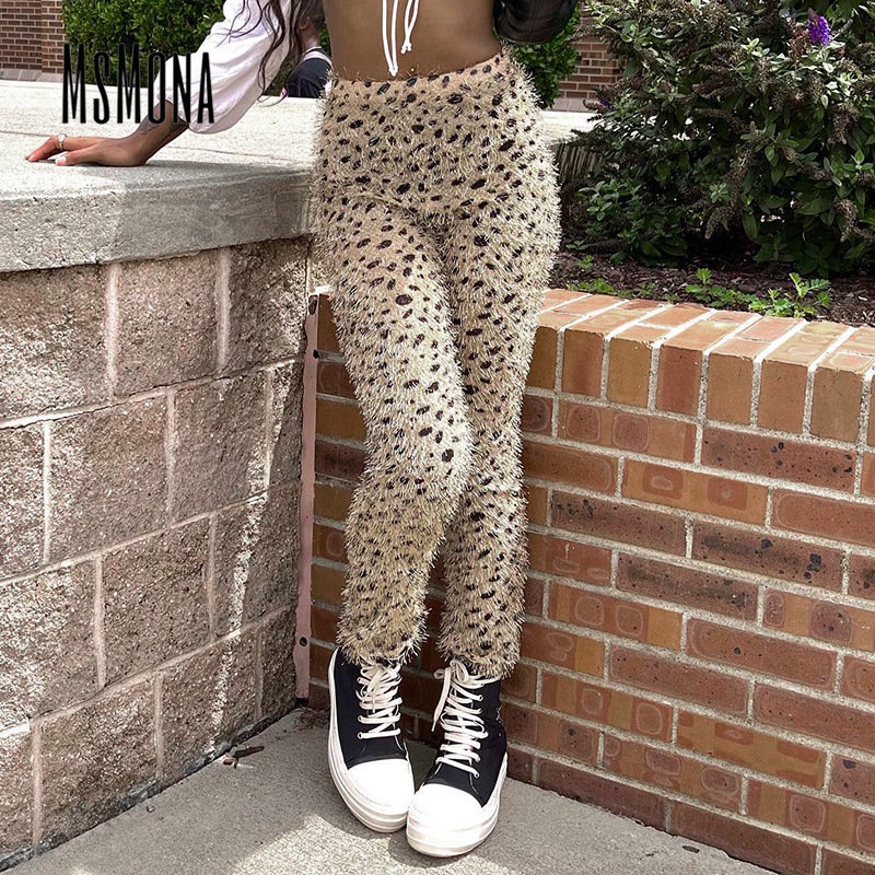 MsMona Quần Dài Dáng Ôm Họa Tiết Da Báo Thời Trang 2022 Quyến Rũ Cho Nữ