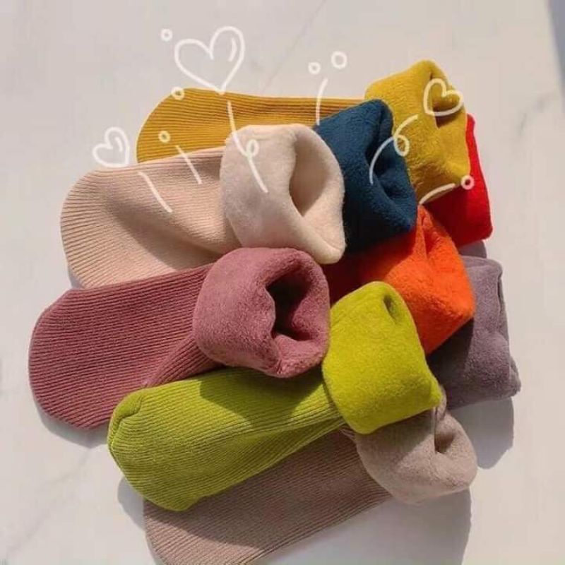 Set Tất LÓT LÔNG trẻ em dày dặn, giữ ấm chân cho bé từ 3-7 tuổi