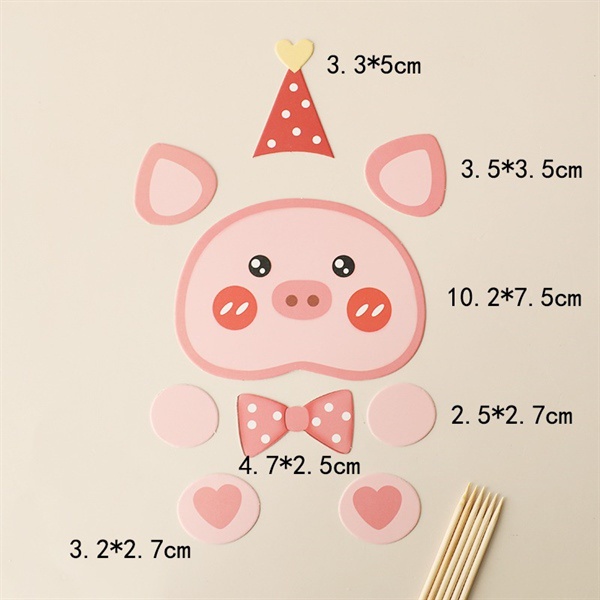 Set que cắm hình mặt thú - lợn hồng