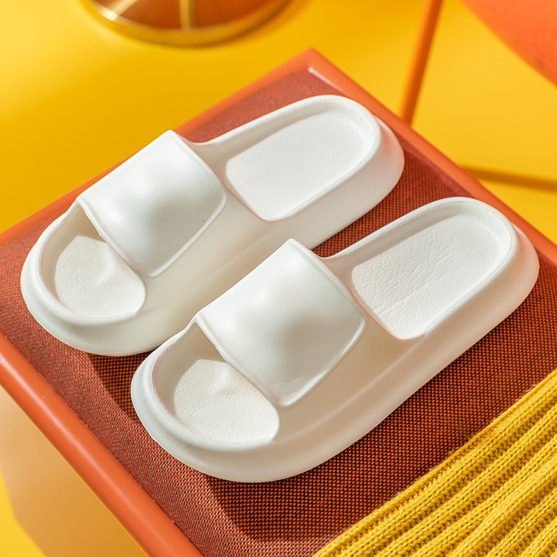 Dép bánh mì leaf unisex, Dép nữ quai ngang 2 màu trắng đen trơn mang trong nhà chống trơn chống nước - DL192