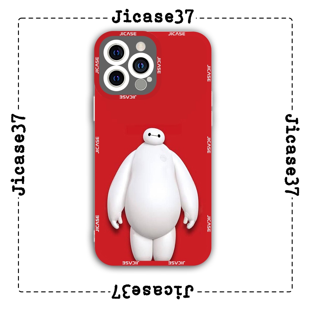 Ốp lưng iphone cạnh vuông Jicase Baymax nền đỏ 6plus/6s/6splus/7/7plus/8/8plus/x/xs/11/12/pro/max/plus/promax