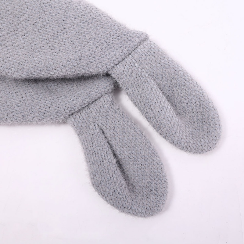 Mũ Trùm Đầu Dệt Kim Vải Nhung Hình Tai Thỏ Hoạt Hình Dễ Thương Thời Trang Đường Phố Dành Cho Bạn Nữ