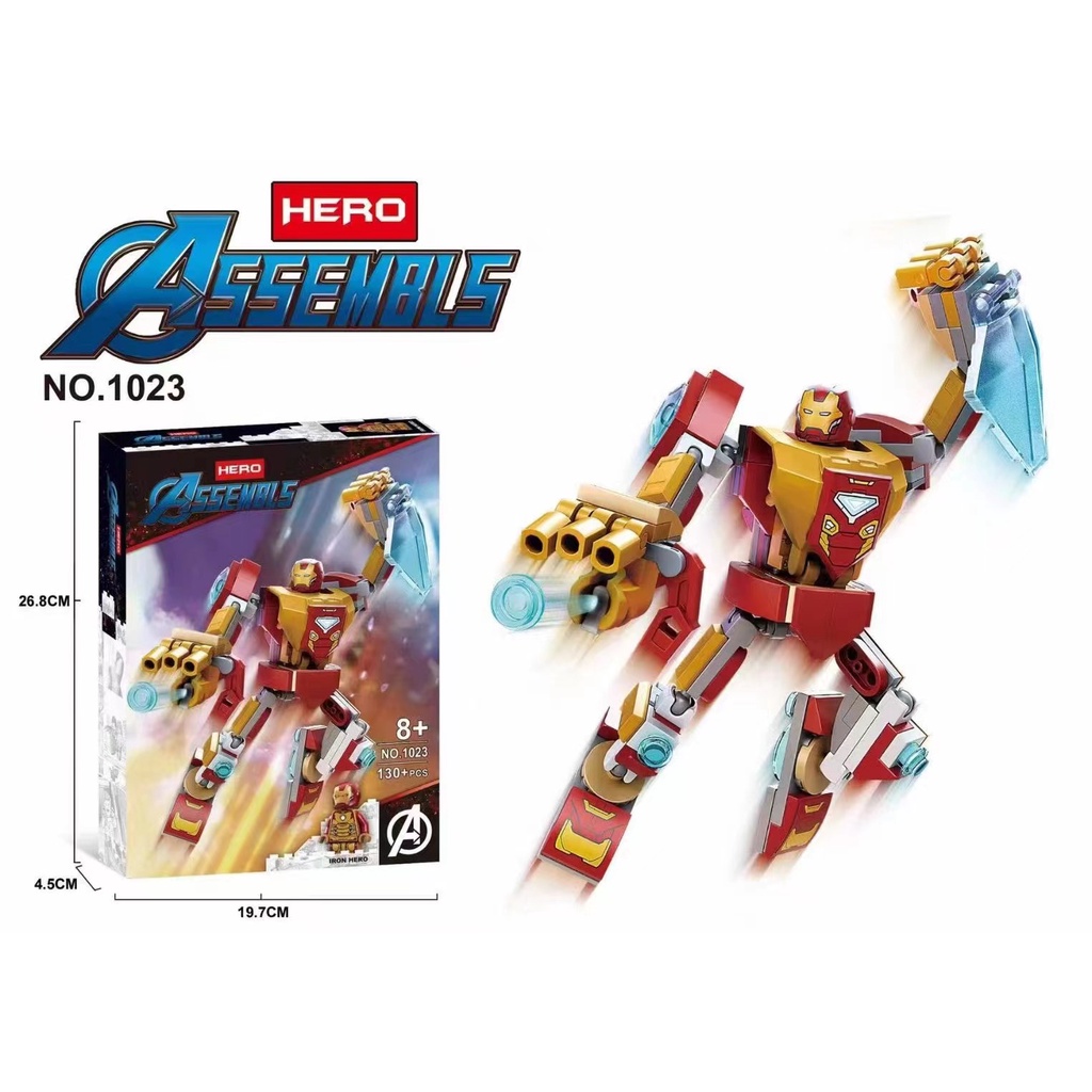 Bộ Xếp Hình Đồ Chơi Lắp Ráp Nhân Vật Avengers Người Sắt Ironman Black Panther Wolverine Robot Siêu Anh Hùng MOC Mech