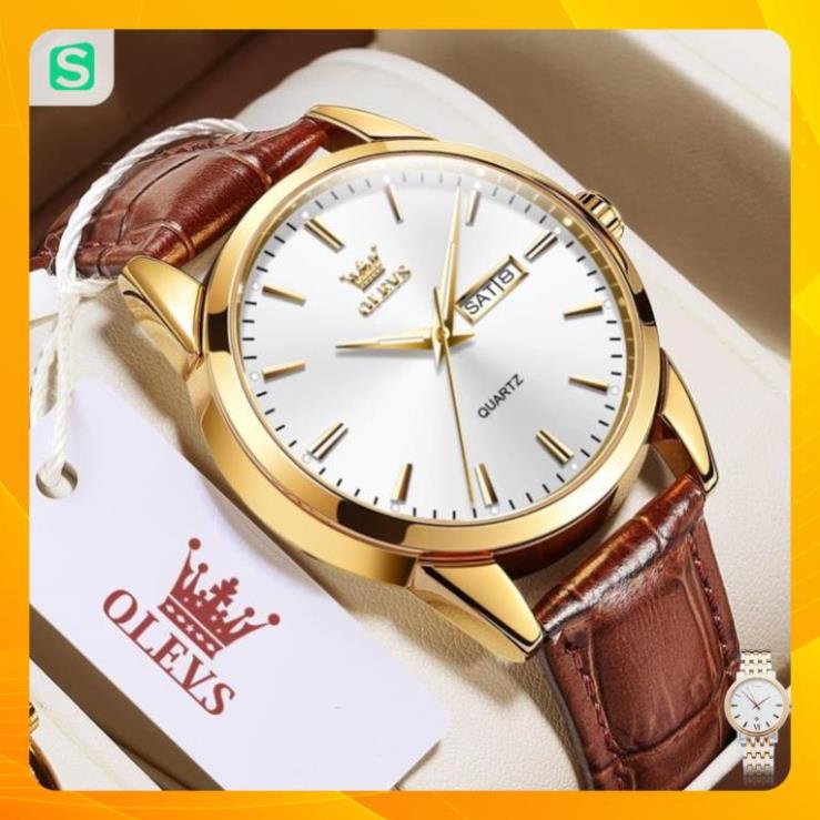 Đồng Hồ OLEVS 6898 Dạ Quang Nhiều Màu Tuỳ Chọn Dây Da Chống Nước Phong Cách Doanh Nhân Cho Nam