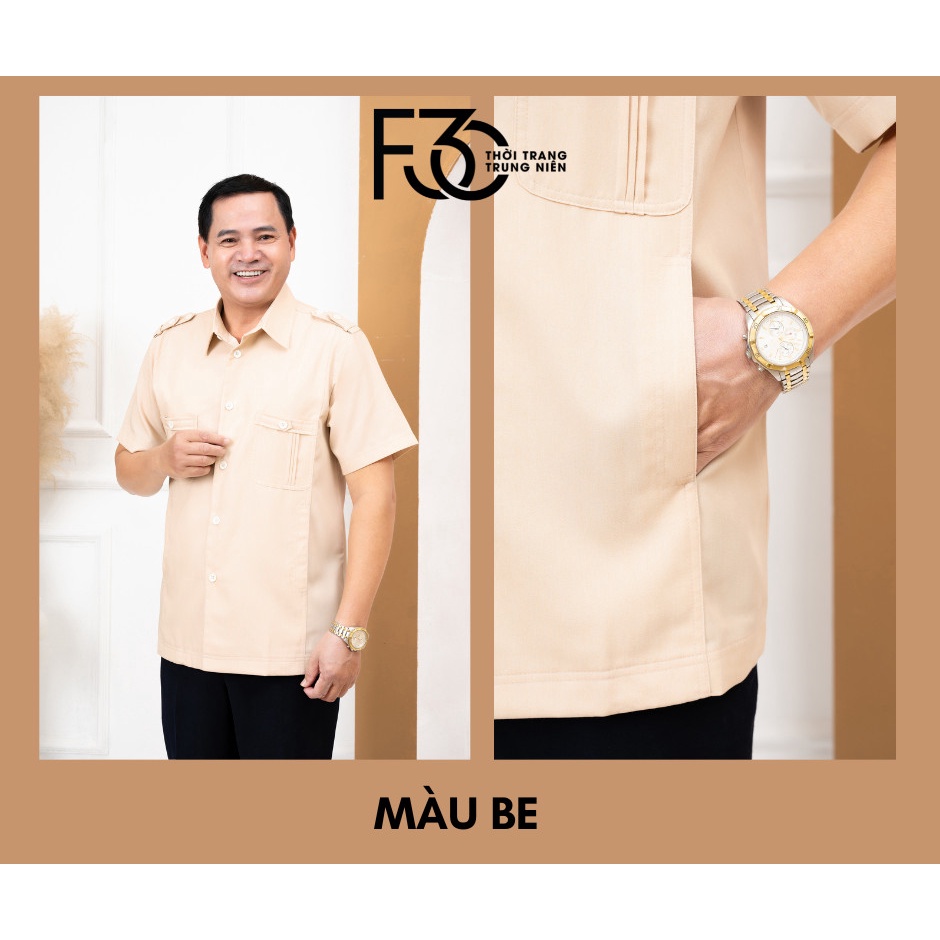 Áo ký giả trung niên thời trang F30 màu Be, chất Tuytsi Linen cao cấp, thời trang quý ông