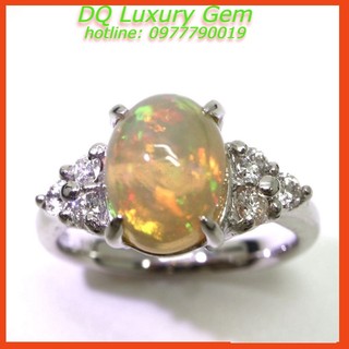 Nhẫn Đính Đá Opal Tự Nhiên cao cấp, Kích Thước 13x10x6mm, Trọng Lượng 5carat, May Mắn, Bình An, D66