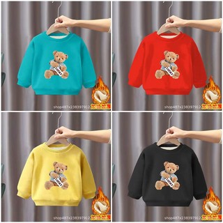 ÁO nỉ 2 lớp dày dặn hình gấu nâu LUCKY 4 màu cho bé trai bé gái