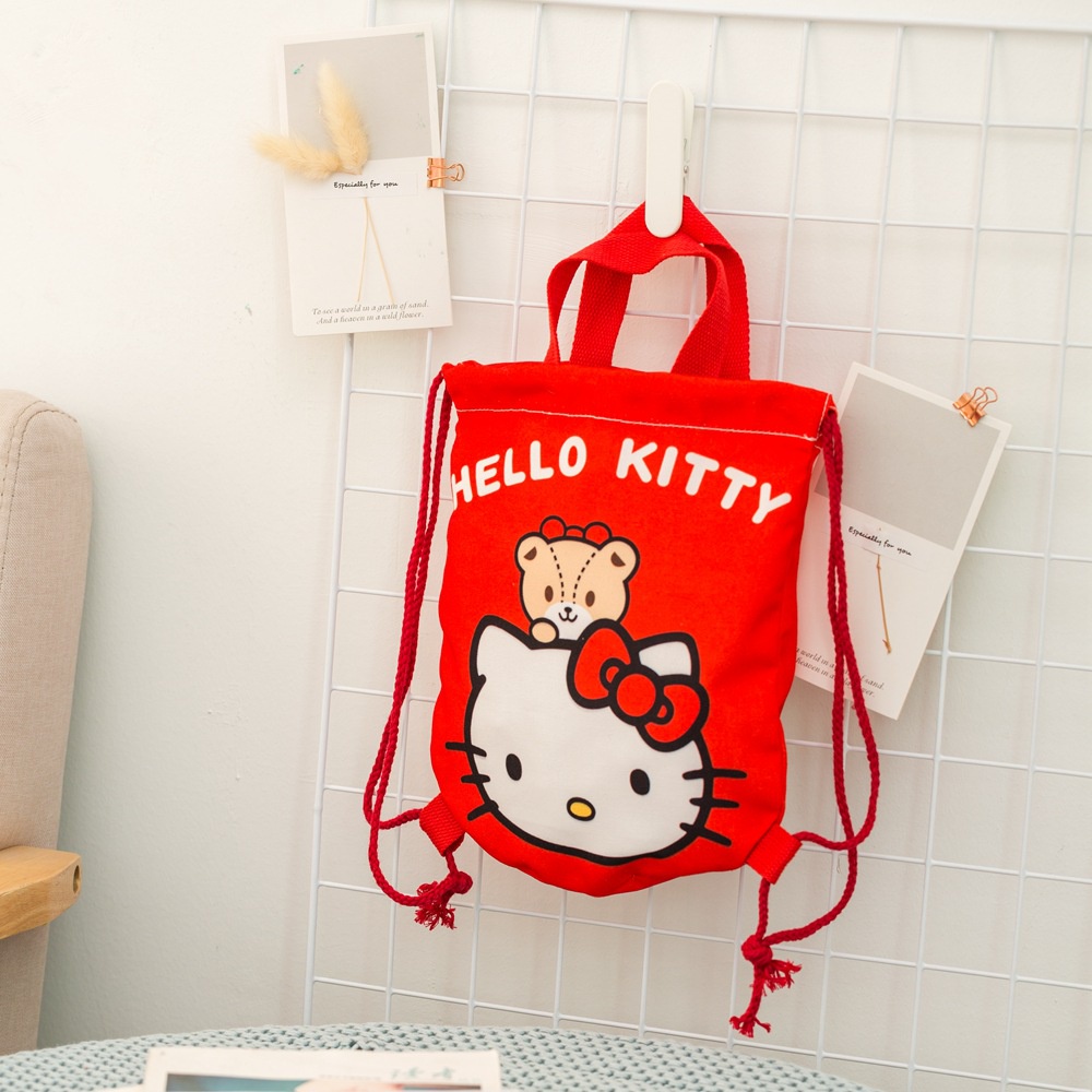 Túi Canvas Dây Rút Thân Thiện Với Môi Trường Họa Tiết Hoạt Hình Cho Bé