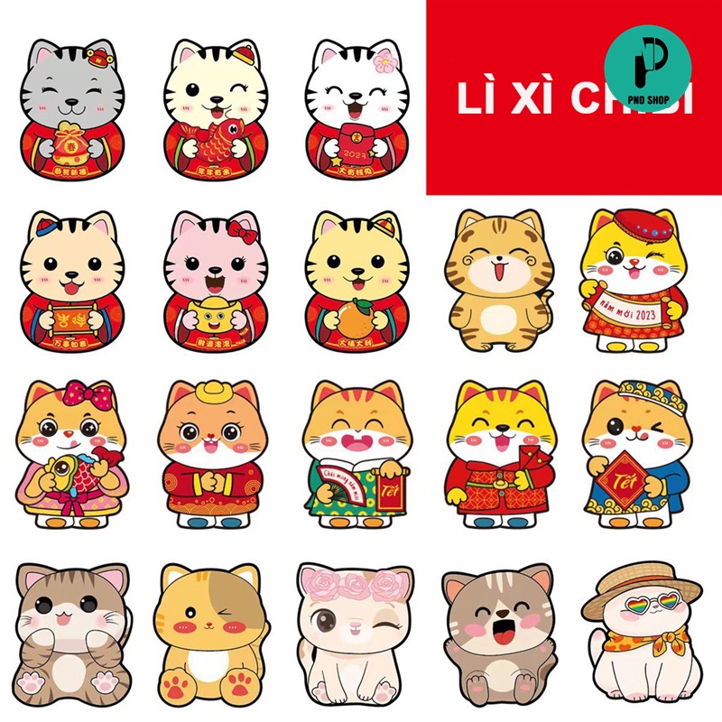Bao Lì xì chibi 2023 phản quang thú cưng cute tết 2023 mẫu mới đẹp dễ thương - PND PhoneCase