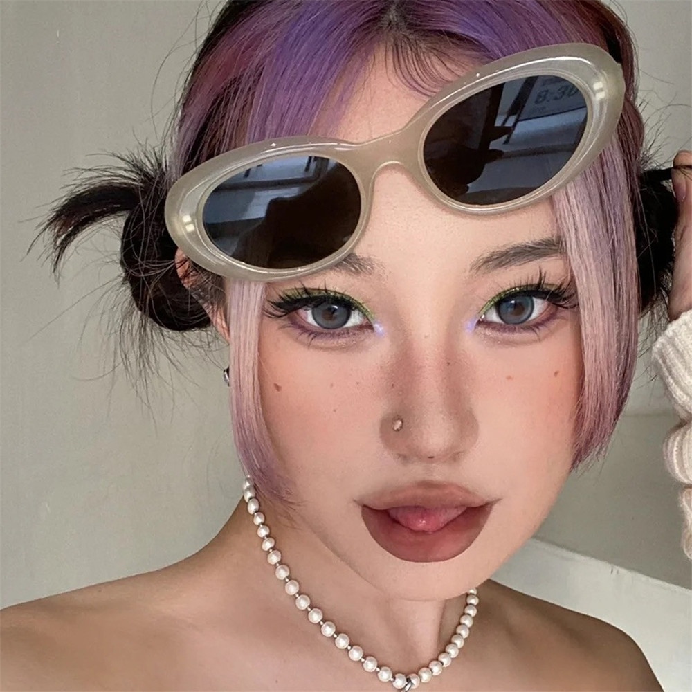 Kính Mát Gọng Oval Y2K Phong Cách Retro Thời Trang Cho Nữ