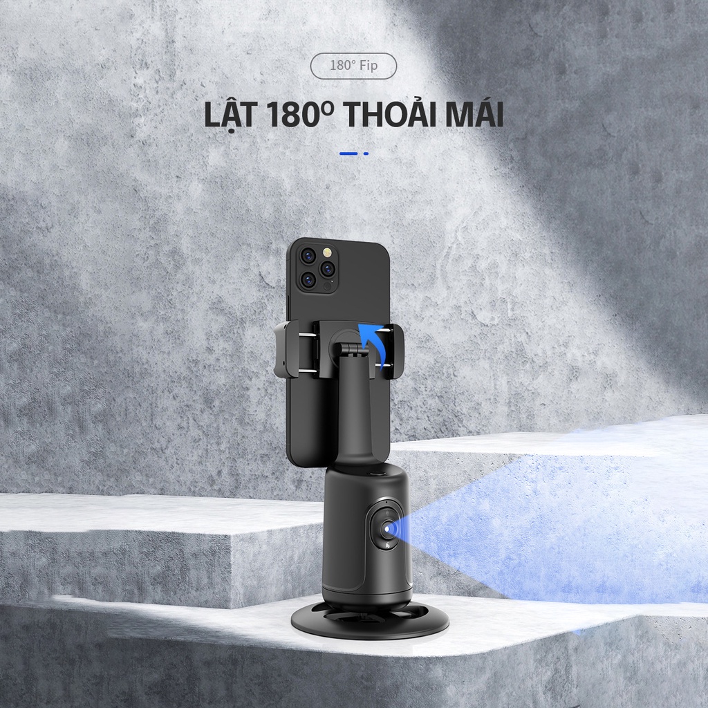 Gimbal theo dõi thông minh quay 360 độ, không cần liên kết app hay bluetooth - Gimbal AI TeTan P01