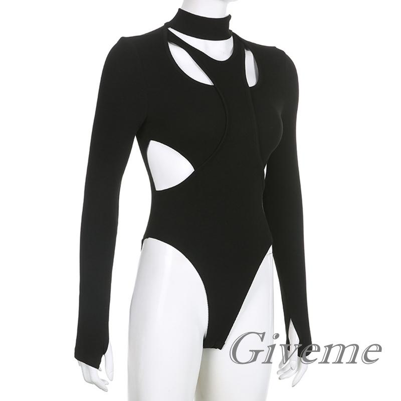 Áo Liền Quần Dài Tay Khoét Lỗ Màu Sắc Thời Trang Cho Nữ