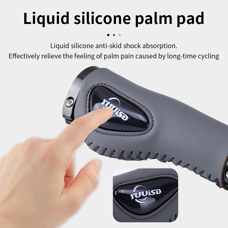 Tay Nắm Xe Đạp Leo Núi Bằng Da Bò + Silicon Dẻo Dài / Dài Tiện Dụng