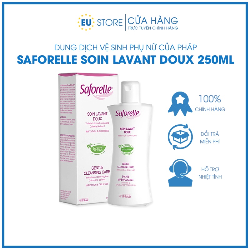 Dung dịch vệ sinh phụ nữ Saforelle 250ml Pháp dùng cho cả bà bầu và mẹ sau sinh