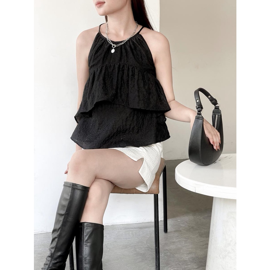 Áo yếm kiểu 2 tầng cách điệu thời trang GAGO màu đen GA4187