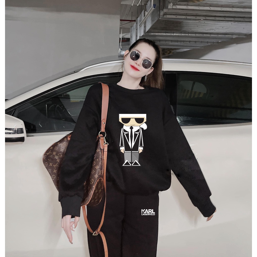 Bộ nỉ dài sweater mẫu karl cao cấp