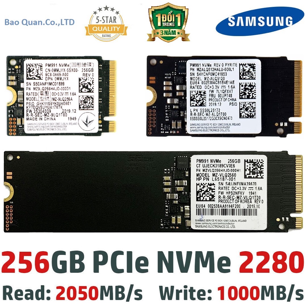 Ổ cứng SSD Samsung PM991 256GB M2 Nvme - 2230 2240 2280 - Bóc máy new - BH 36 Tháng