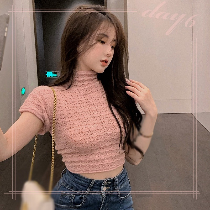 Áo Thun Croptop Tay Ngắn Màu Sắc Đơn Giản Quyến Rũ Cho Nữ