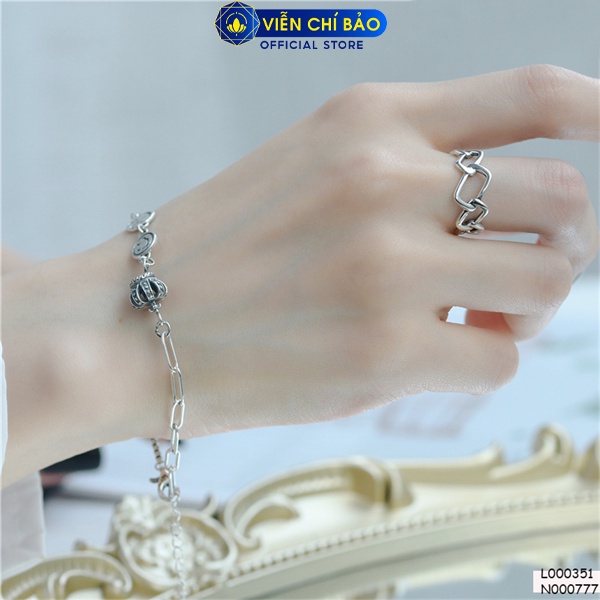 Lắc tay xích vương miện chất liệu bạc Thái 925 thời trang phụ kiện trang sức nữ Viễn Chí Bảo L000351