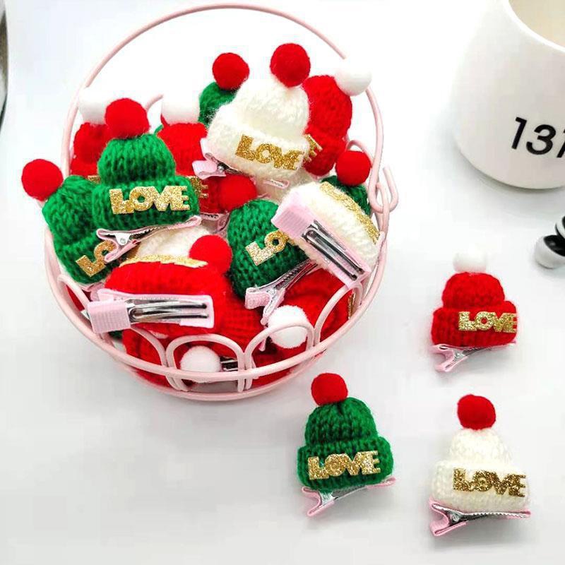 Kẹp Tóc Hình Nón Len Giáng Sinh Dễ Thương