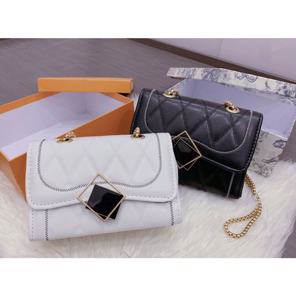 Túi xách đeo chéo khóa gương_ Túi thời trang phong cách hàn quốc