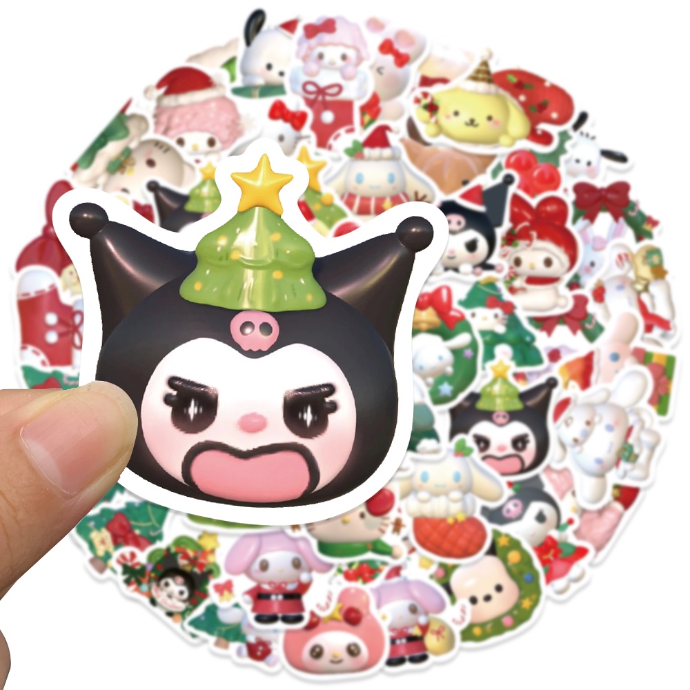 SANRIO Bộ 62 Miếng Dán PVC Hình Kuromi My Melody Hello Kitty Cinnamoroll Đáng Yêu Cho Bé