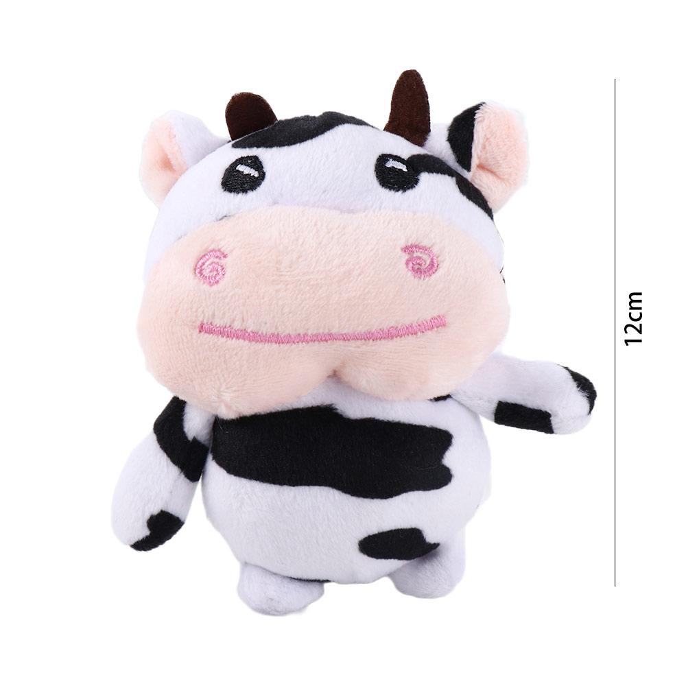 Móc Khóa Hình Bò Nhồi Bông Màu Trắng Đen 12CM