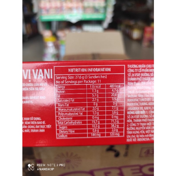 Bánh quy Socola Oreo Vị Vani hộp 303.6g