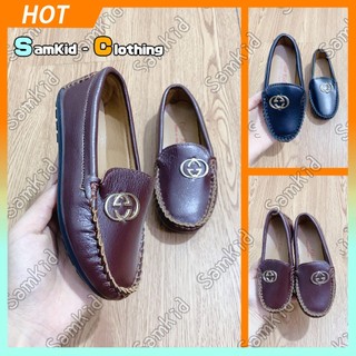 Giày lười da mềm đế êm Quảng Châu cao cấp Khuy Tròn cho bé