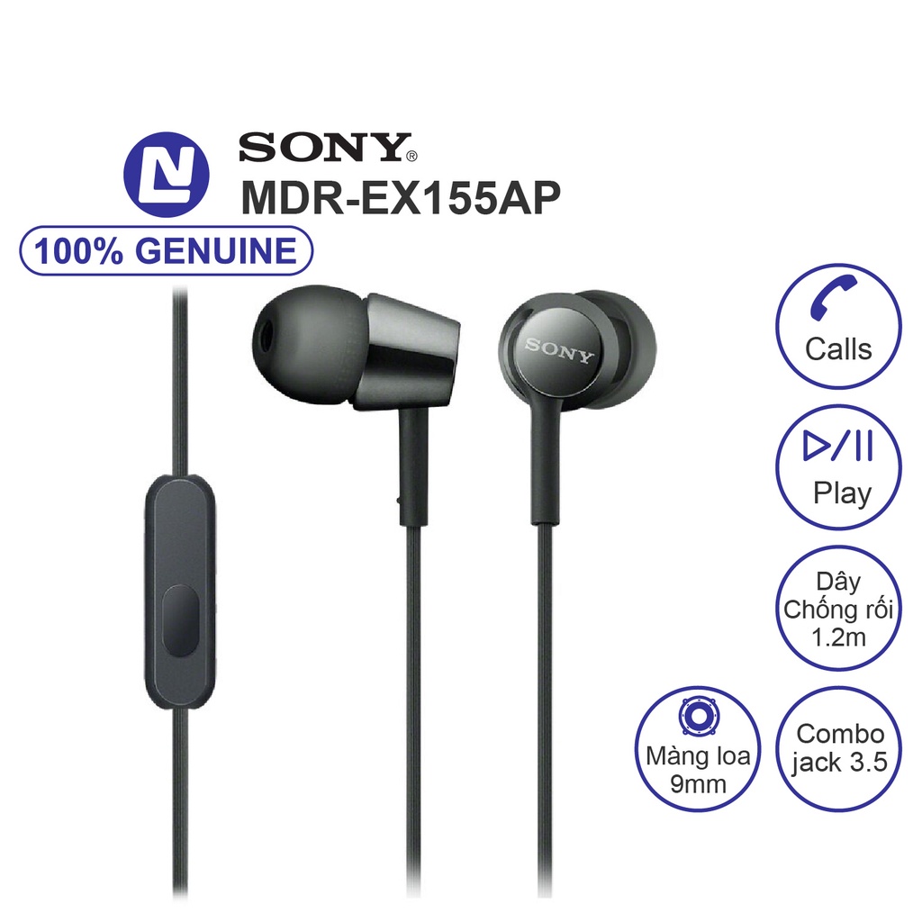 NEW Full box - Sony MDR-EX155AP Tai nghe nhét tai có dây- micro