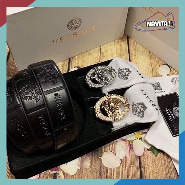 Thắt lưng nam, dây lưng da Ver sarc hai mặt khóa thay đổi, Hàng super fullbox thẻ bill túi vải túi giấy [BẢO HÀNH DA]