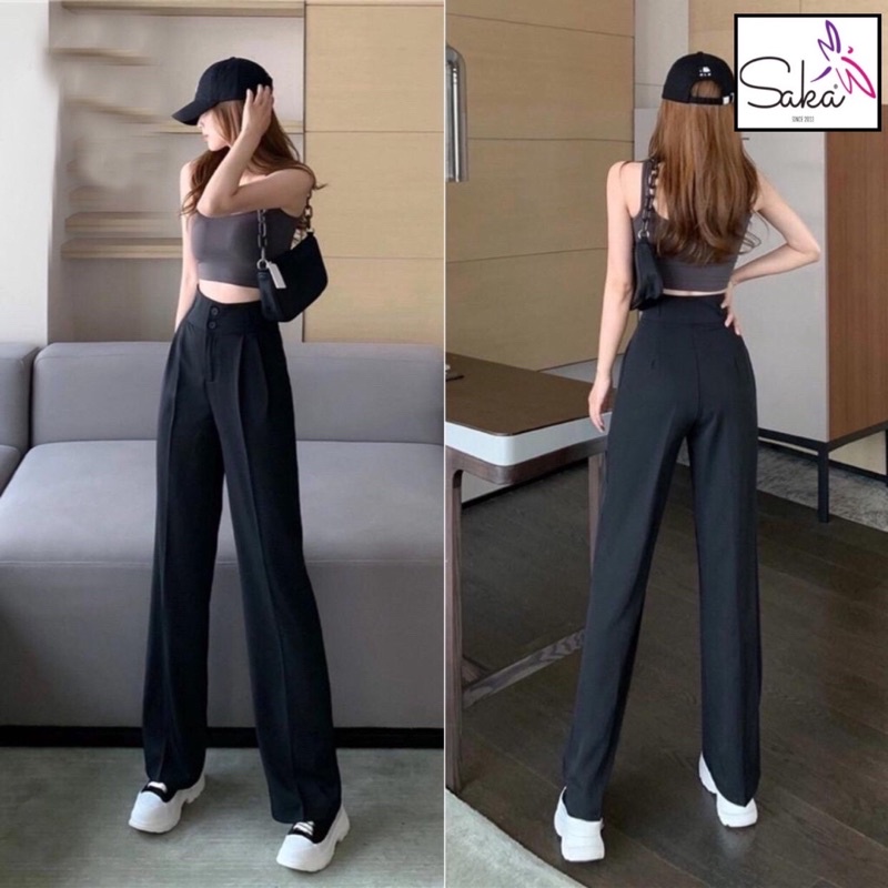 Quần tây suông nữ dài lưng cao công sở phong cách ulzzang nhiều màu saka shop