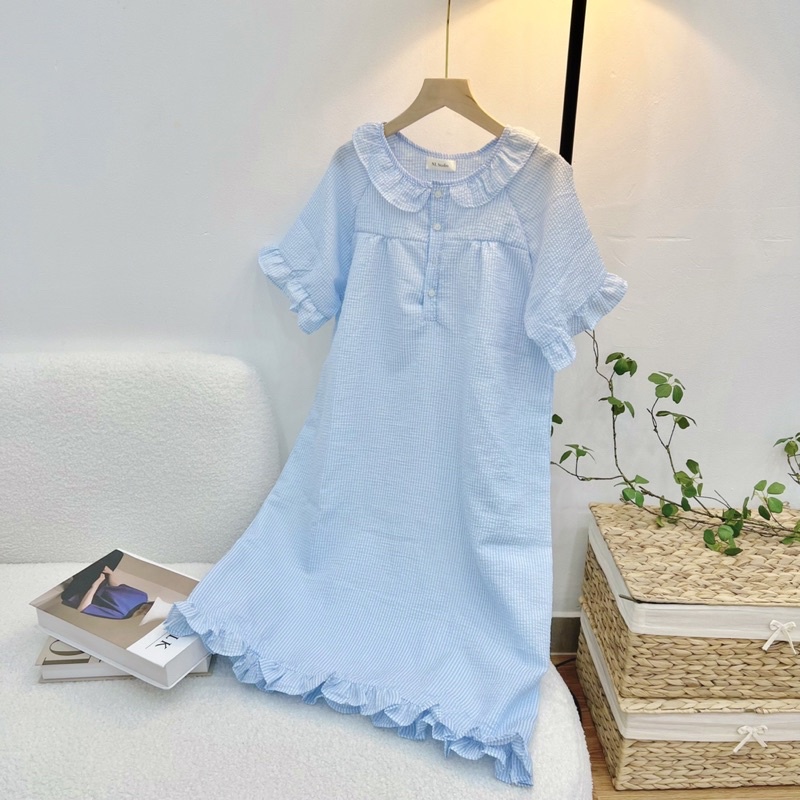 Váy Ngủ, Đầm Ngủ, Đồ Mặc Nhà Vải Xốp Nhăn Màu Pastel Freesize <60kg | BigBuy360 - bigbuy360.vn
