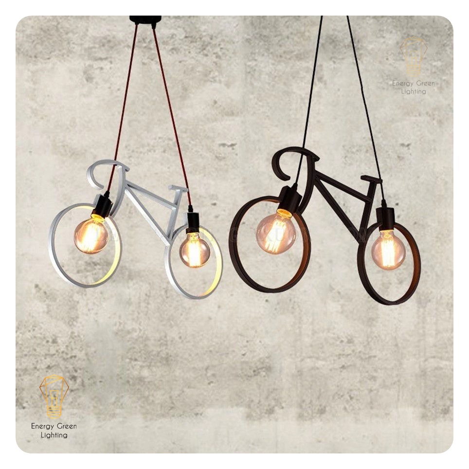 Đèn thả trần Energy Green Lighting khung sắt xe đạp (Đen/Trắng) - Chưa Bao Gồm Bóng - Bảo hành 12 tháng