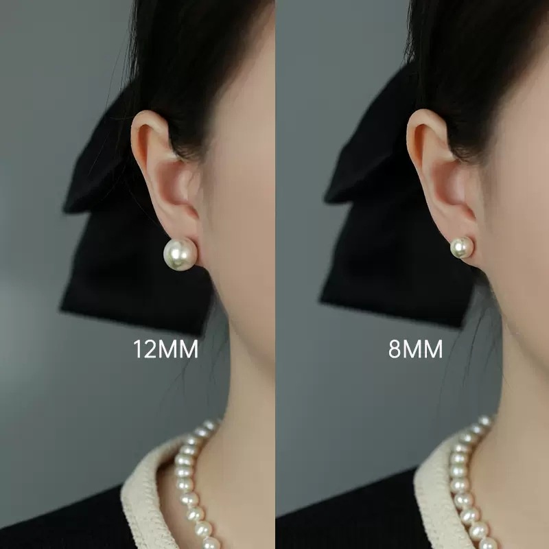 Bông tai bạc s925 nhiều size, bông tai ngọc trai nhân tạo trang sức bạc Hasa