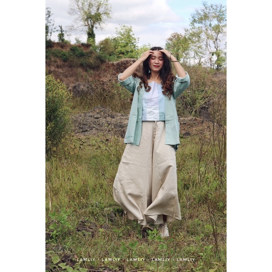 Khoác kimono tay dài linen