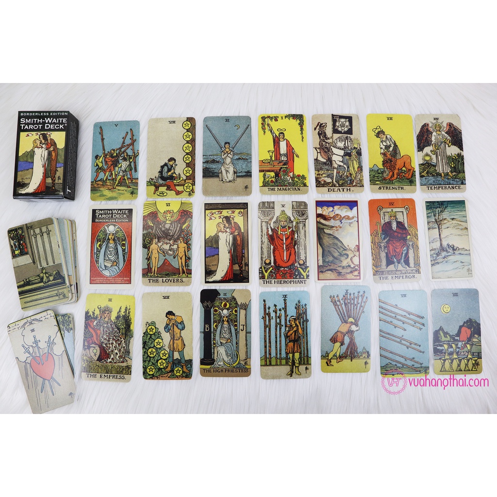 Bộ bài bói Smith Waite Tarot Deck Size Gốc 7x12cm – Borderless Edition cao cấp, Phiên bản không viền (Nâu)