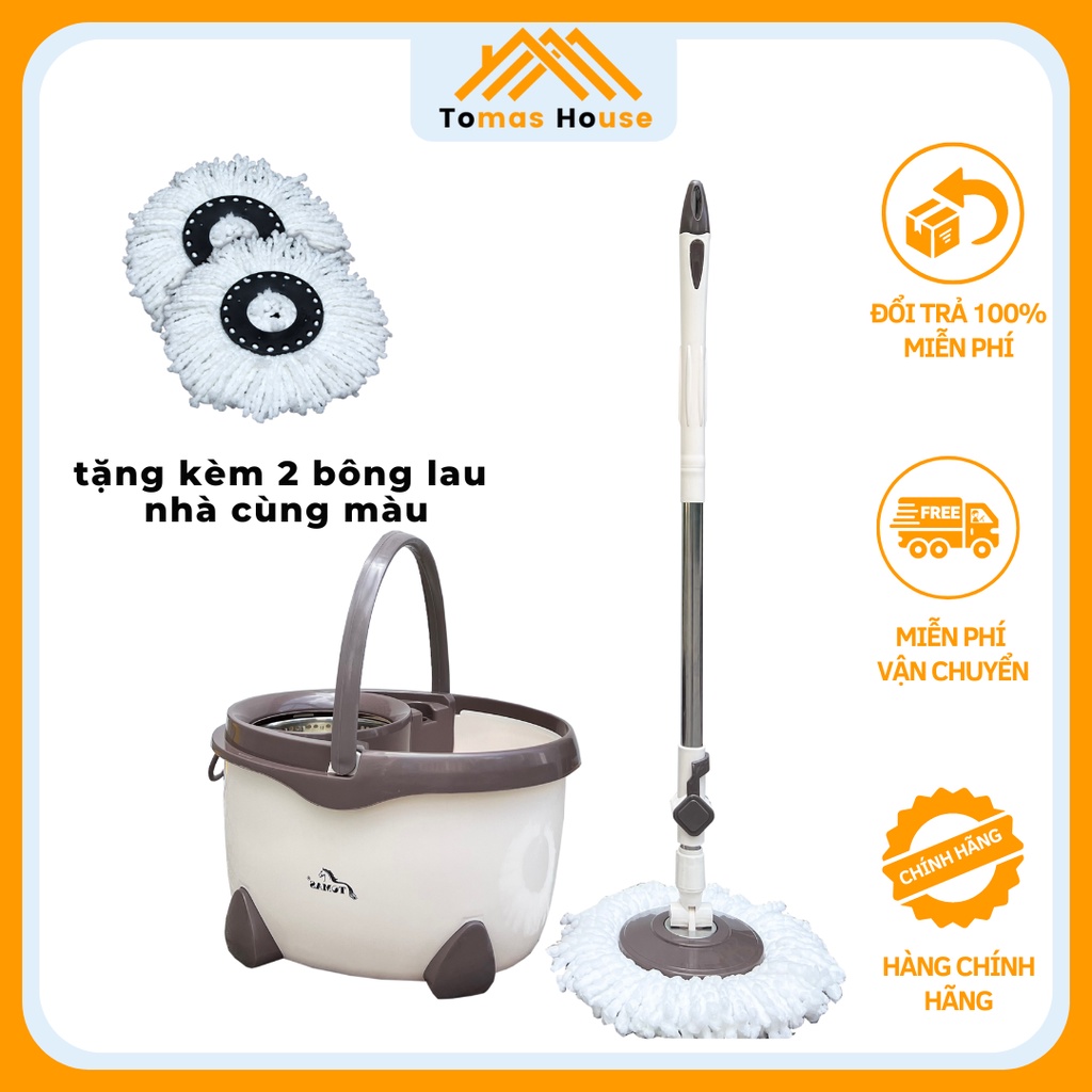Bộ chổi lau nhà xoay 360 bốn chân Tomas tặng kèm 2 bông lau siêu thấm hút Cây lau nhà nhựa cao cấp kháng khuẩn - AN003H