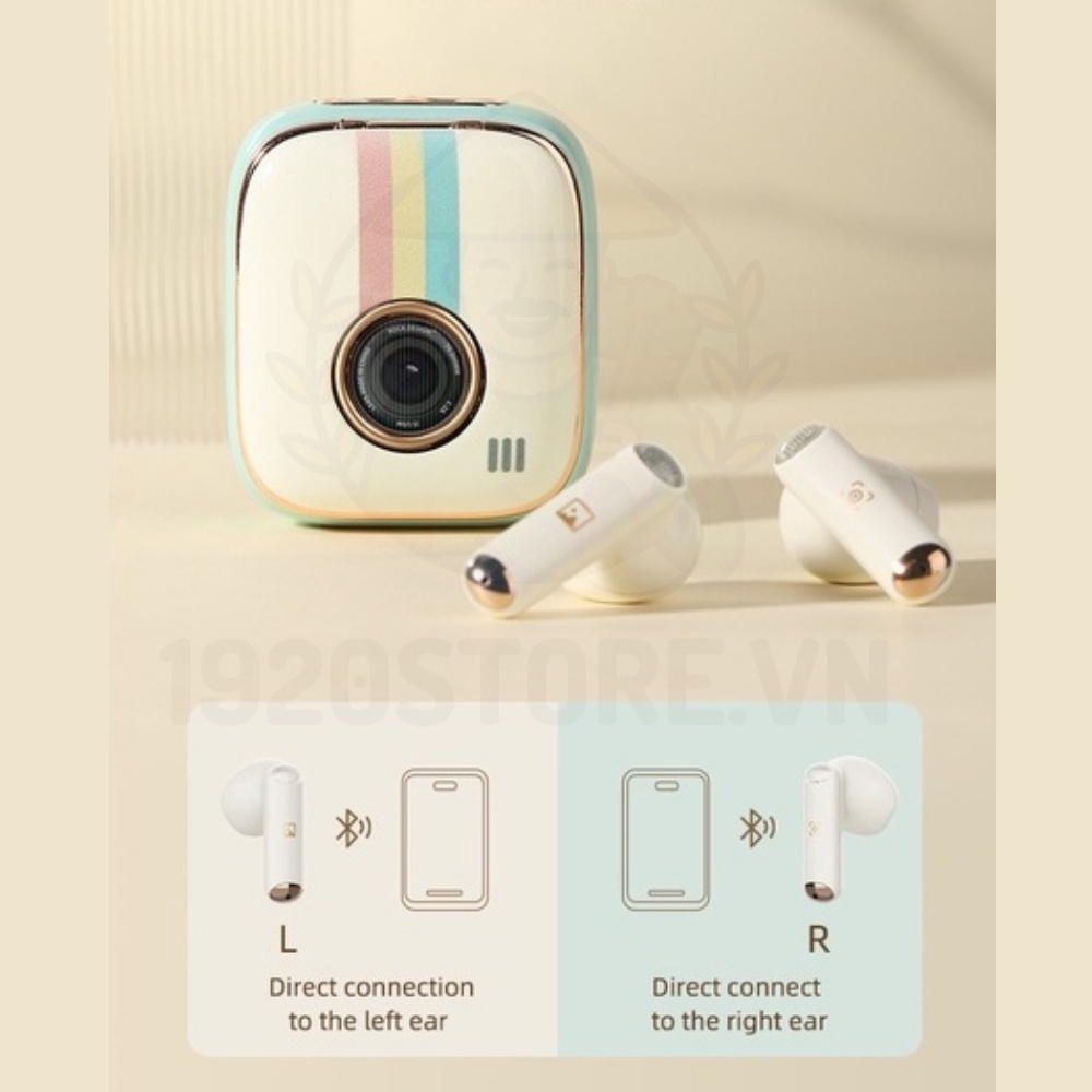 Tai Nghe Không Dây Bluetooth  Rock Retro Style True Wireless Stereo Rockspace Nghe 12H - Chính Hãng BH 12T