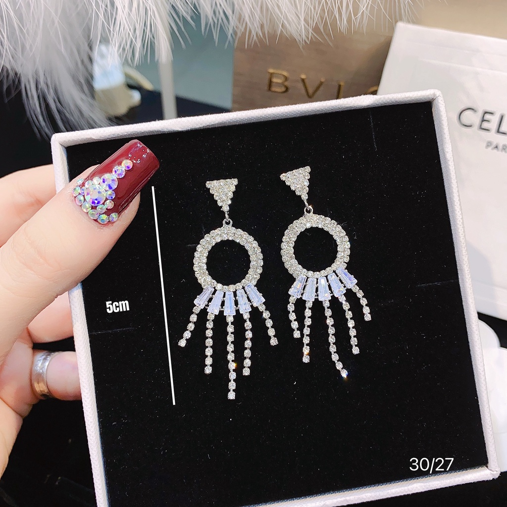 Bông tai khuyên tai đính đá cao cấp bạc 925