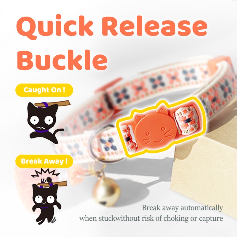 HamshMoc Vòng Cổ Mềm Mại An Toàn Có Chuông Tháo Gỡ Nhanh Cho Thú Cưng