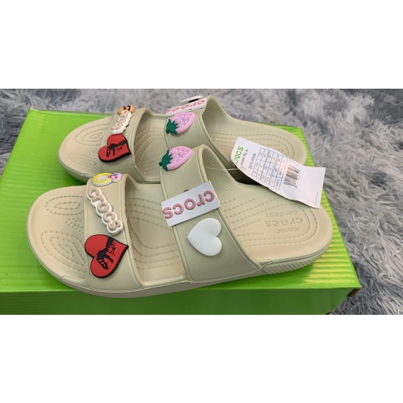 CROCS HAI QUAI CHÍNH HÃNG MÀU KEM