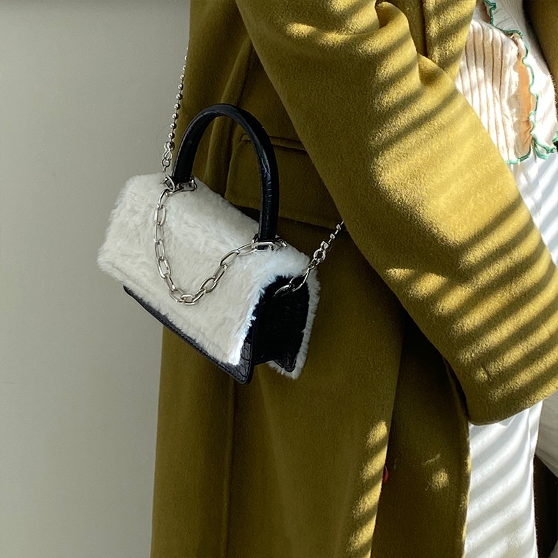 MISCHA Túi Đeo Chéo Lông Xù Dây Xích Thời Trang Dành Cho Nữ