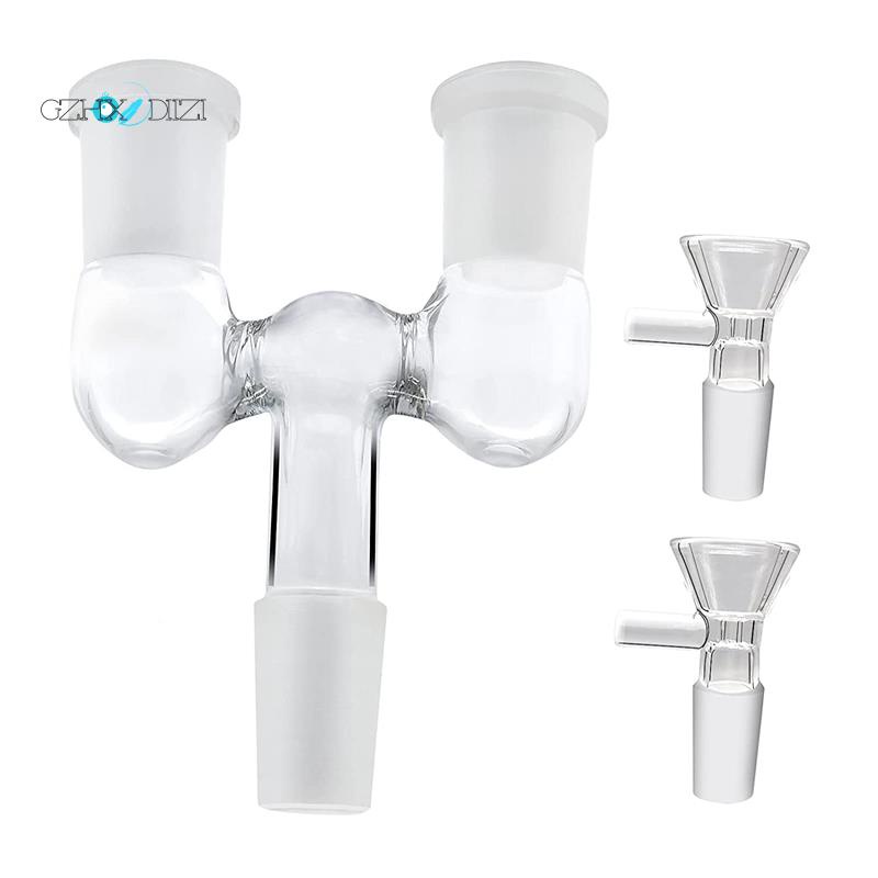 Bộ Chuyển Đổi Ống Thủy Tinh 14MM Sang 14MM + 2 Đầu Nối 14MM Trong Suốt Có Thể Tái Sử Dụng