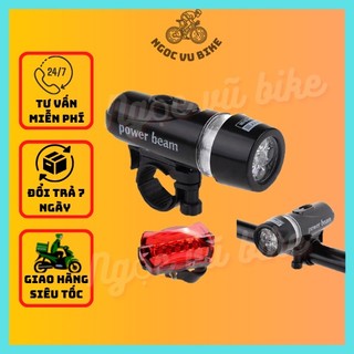 Bộ 2 đèn led 5 bóng gắn trước sau xe đap,,