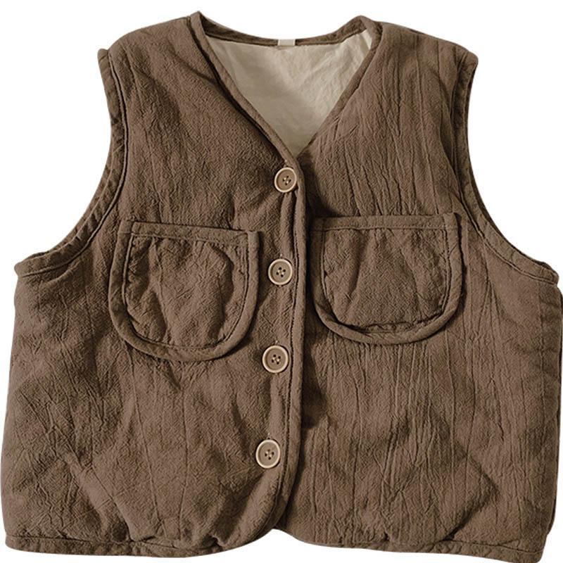 Áo Khoác Cotton Lanh Không Tay Phong Cách Hàn Quốc Thời Trang Thu Đông 2021 Cho Bé Trai Và Bé Gái